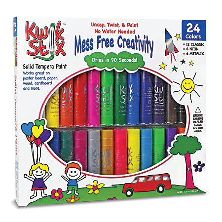 The Pencil Grip Kwik Stix Solid Tempera Paint Sticks 10.35 mL Assorted  Colors Set Of 24 Sticks - Office Depot